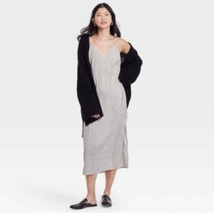 a new day Black and Cream Striped Dress - Size Medium